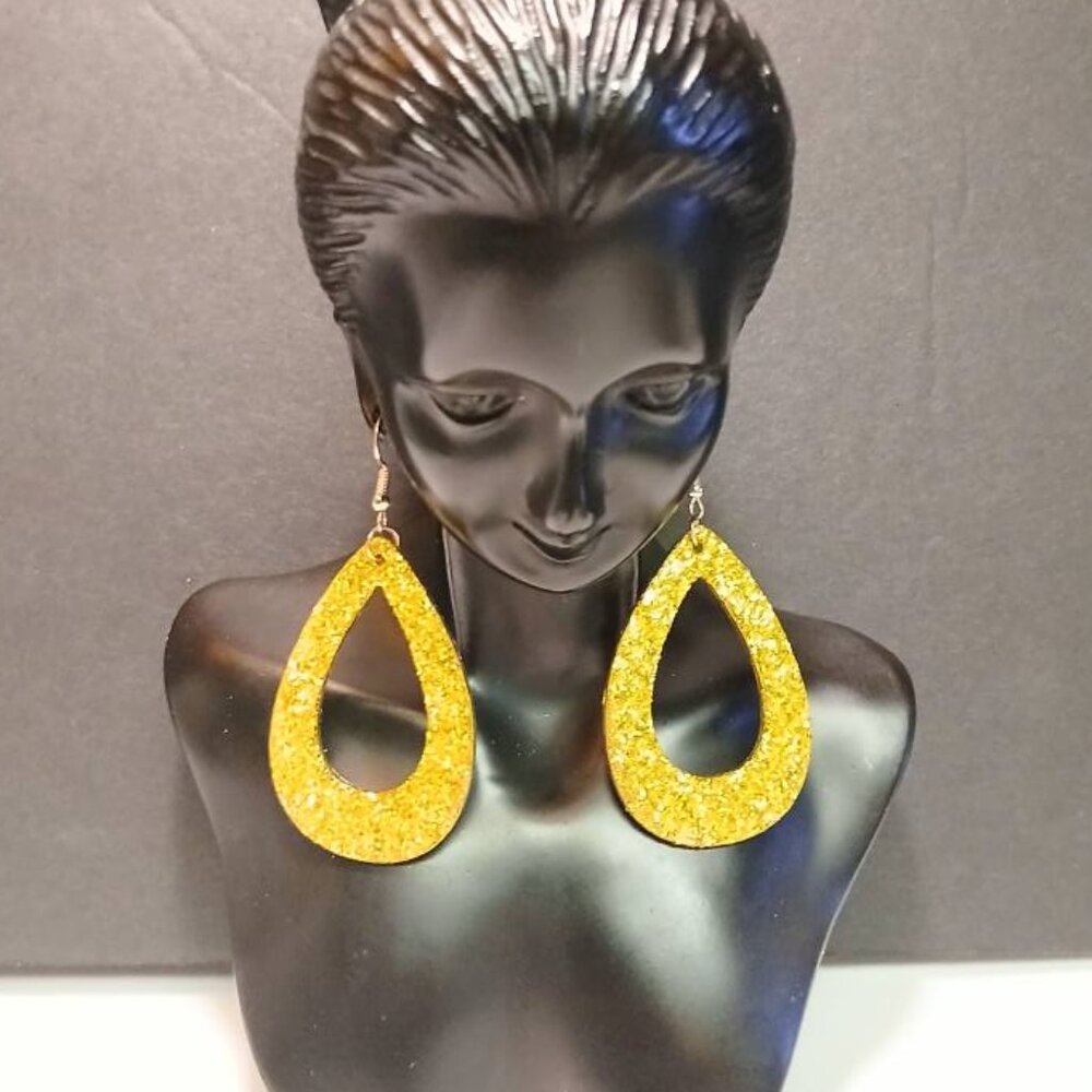 Afrocentric Earrings / Hand Painted Earrings / Wooden Earrings / Glitter Earring